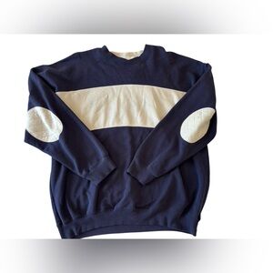 Men's Navy and Cream Cheetah Mervyns brand Vintage Crewneck